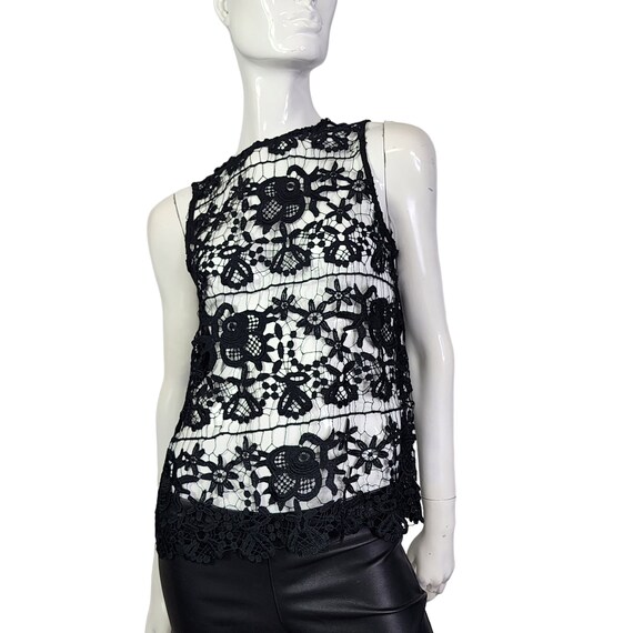 Vintage black Blouse cutout sleeveless top S - image 6