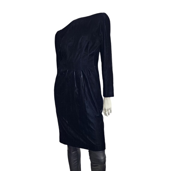 Vintage Black Velvet Dress S - image 9