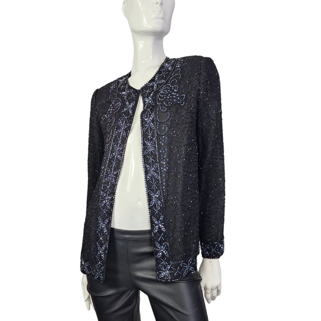 Buy Vintage Beaded Sequin Jacket Medium by Laurence Kazar Online