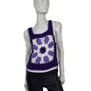 Vintage Purple Hand Knit Vest Small