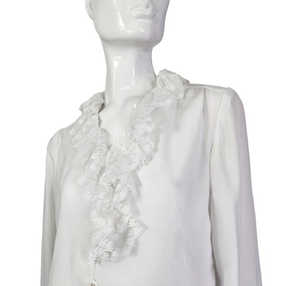 Vintage White Lace Ruffled Collar and Cuffs Blous… - image 7