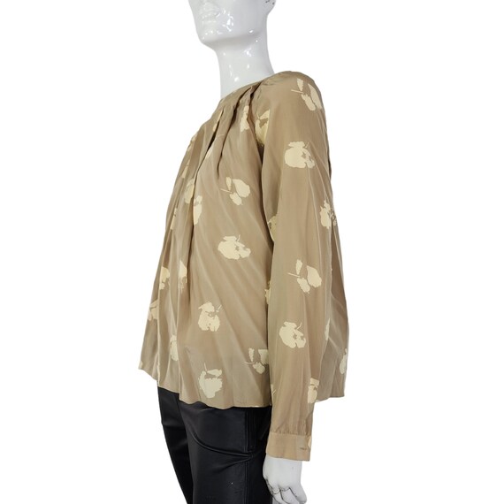 Vintage Adrienne Papell Tan Silk blouse 8 / Medium - image 7