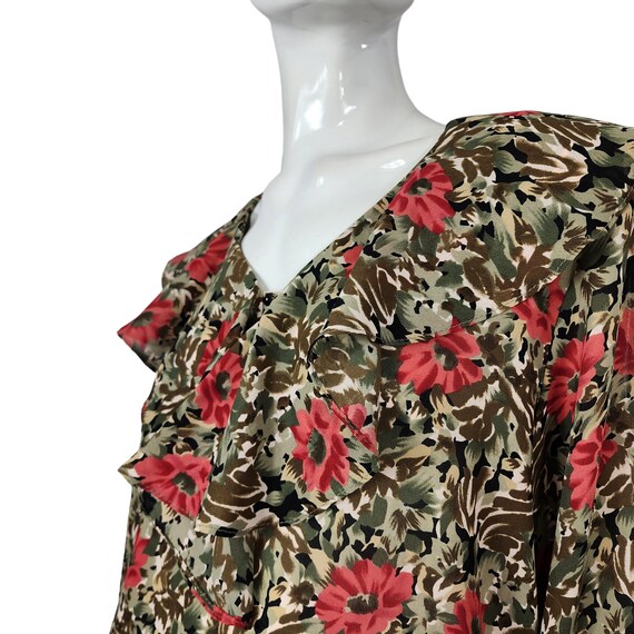 Vintage TRY Floral Ruffle Blouse Large - image 5