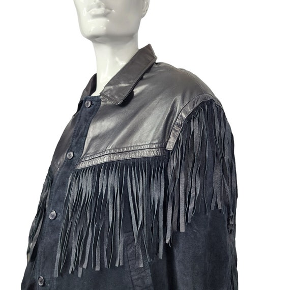 Vintage COSI L'UOMO Leather and Suede Fringe Jack… - image 5