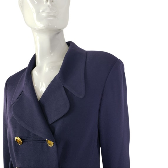 Vintage TAHARI Navy Blue Wool Blazer M - image 9