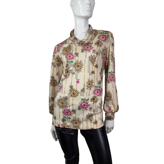 Vintage Floral Stretch Shirt Large - image 6