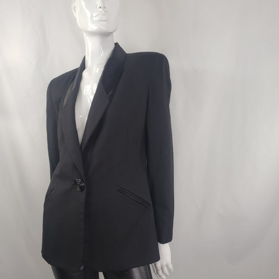 Vintage Black Blazer 80s Medium - image 2