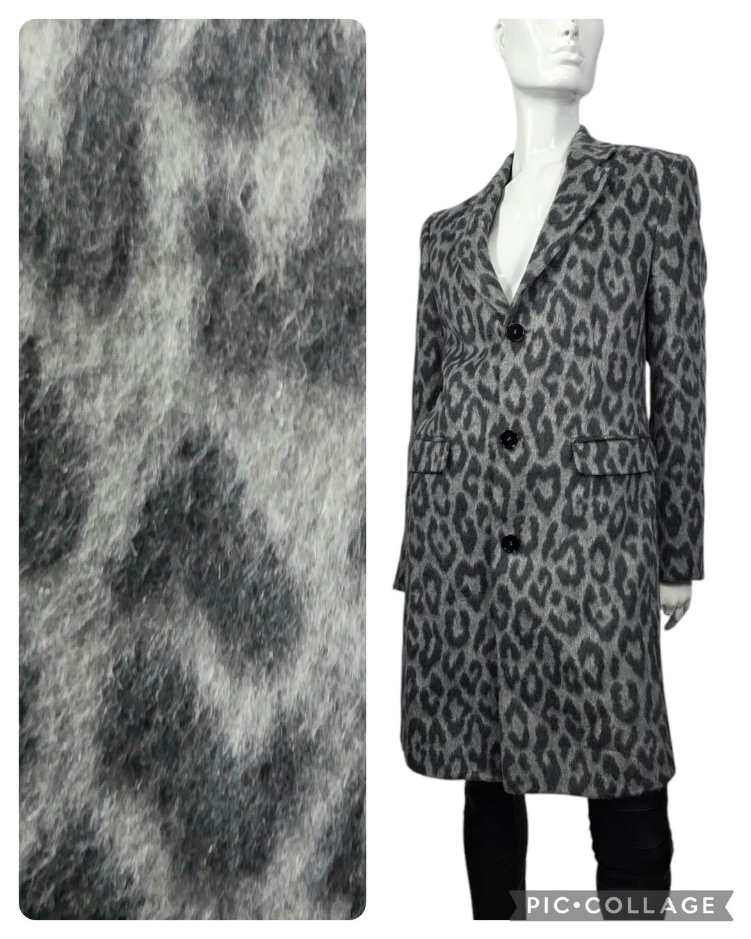 ヴィンテージグレーレオパードロングコート Zara メンズ Sサイズ