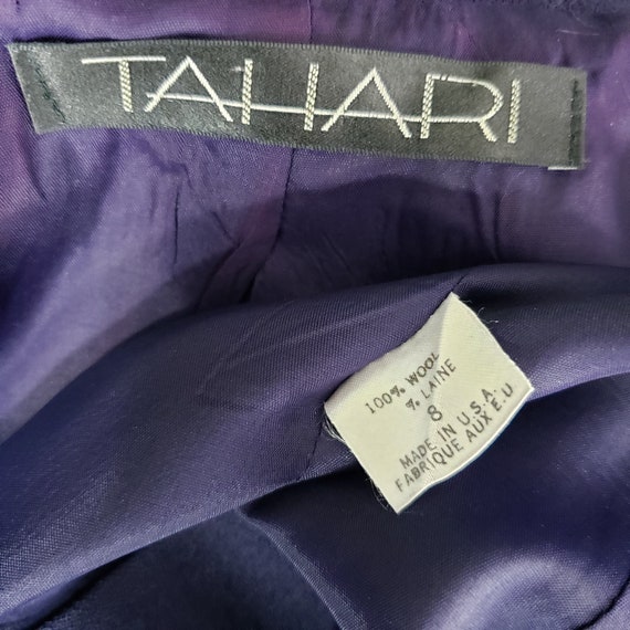 Vintage TAHARI Navy Blue Wool Blazer M - image 7
