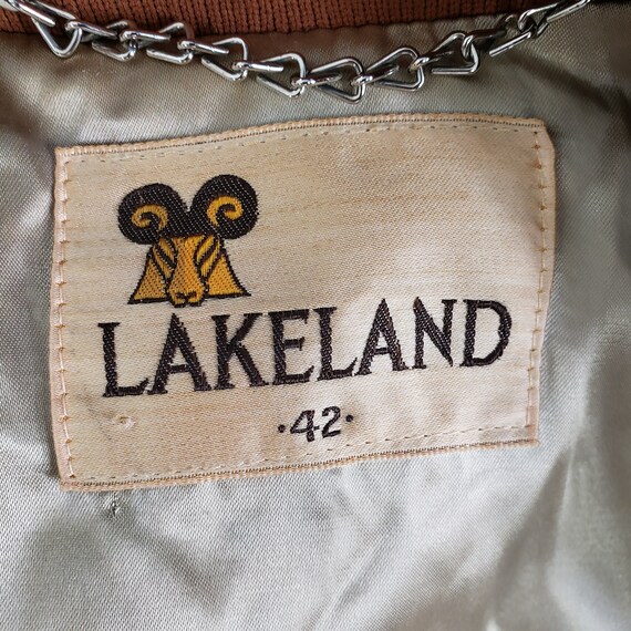 Vintage LAKELAND 70s Brown Tan Leather Belted Coa… - image 8