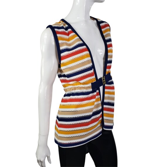 Vintage 70s Striped Vest M/L - image 5