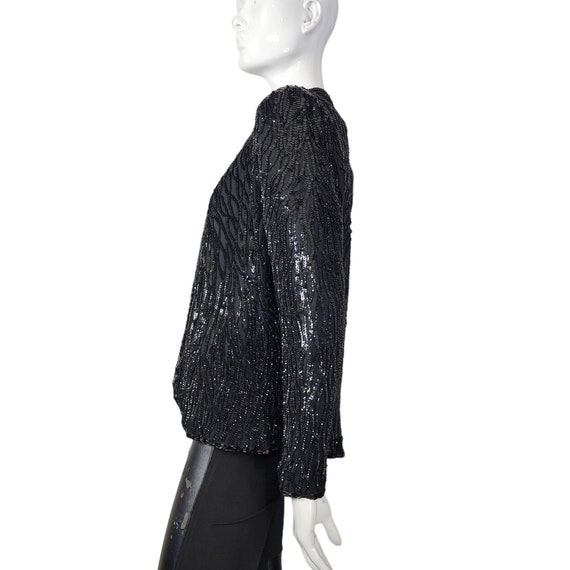 Vintage Black Beaded Blazer Jacket - image 6