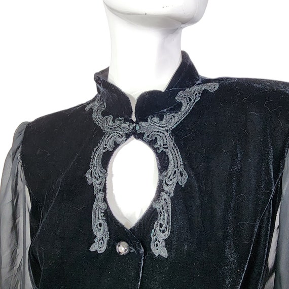 Vintage David Rose Night Black Velvet Blazer M/L - image 6