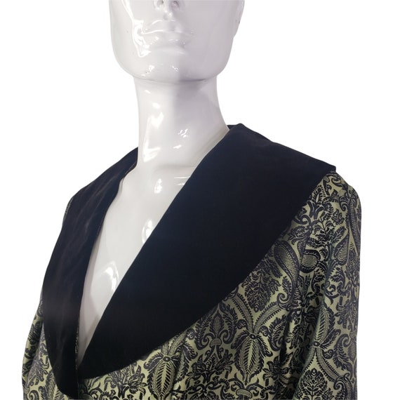 80s ENR Black and Olive Green Velvet Blazer Medium - image 2