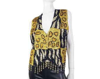 Vintage Bali Gem Sequined Vest M/L