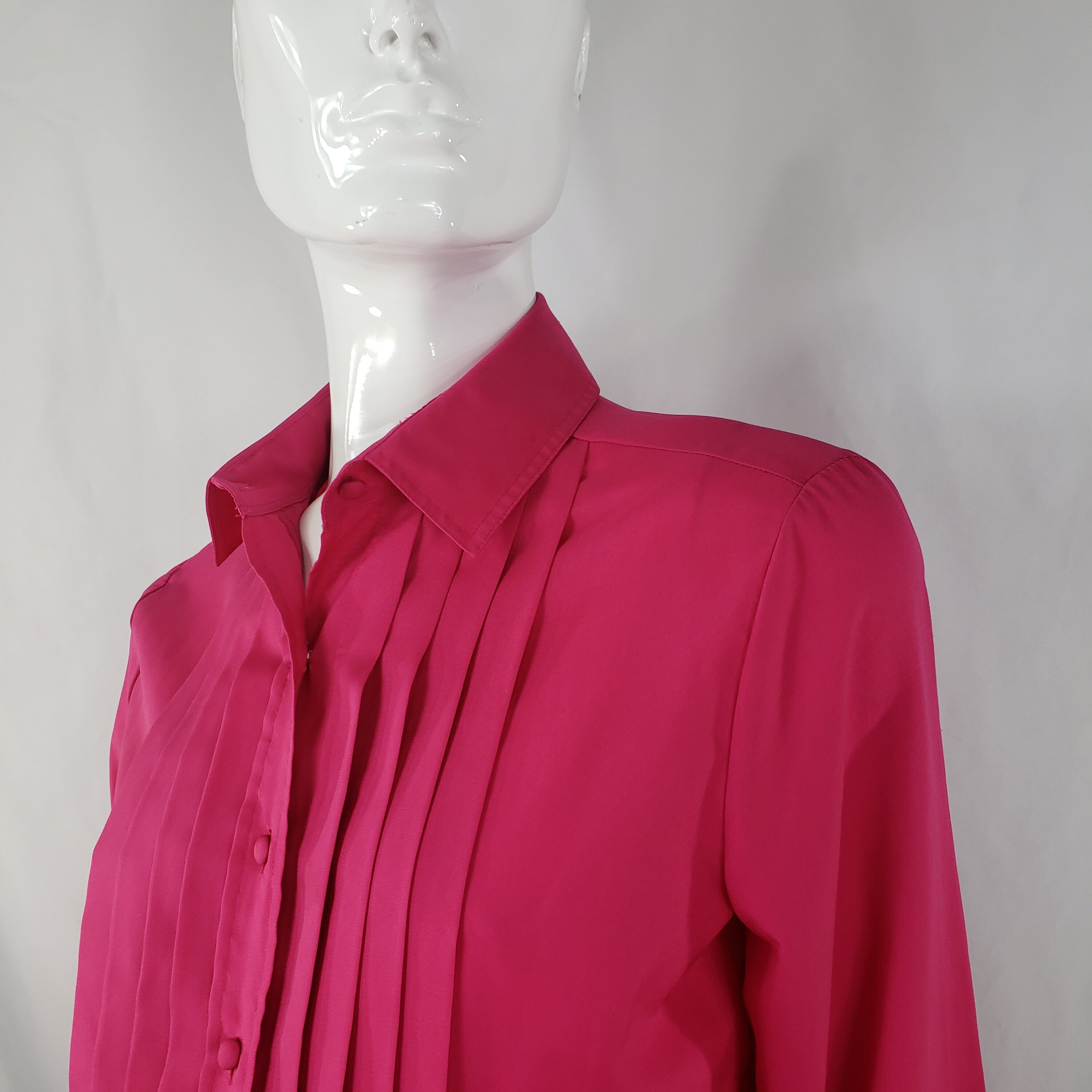 Top Vintage Années 70 Fuchsia Chiné - Taille S/M, Lacets, Occasion En Très Bon État