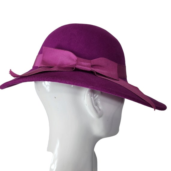 Vintage 80s Fushia Pink Wool Hat - image 6