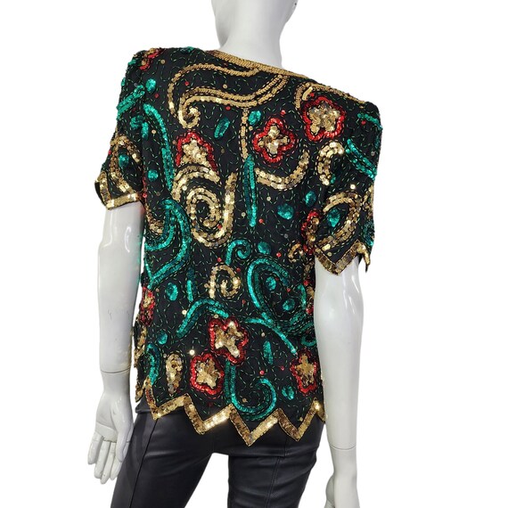 Vintage90s Laurence Kazar  Festive Sequins Beaded… - image 7