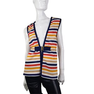 Vintage 70s Striped Vest M/L