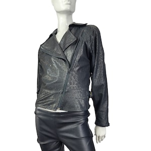 Vintage Black Leather Moto Style Jacket Small