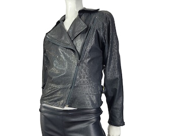 Vintage Black Leather Moto Style Jacket Small