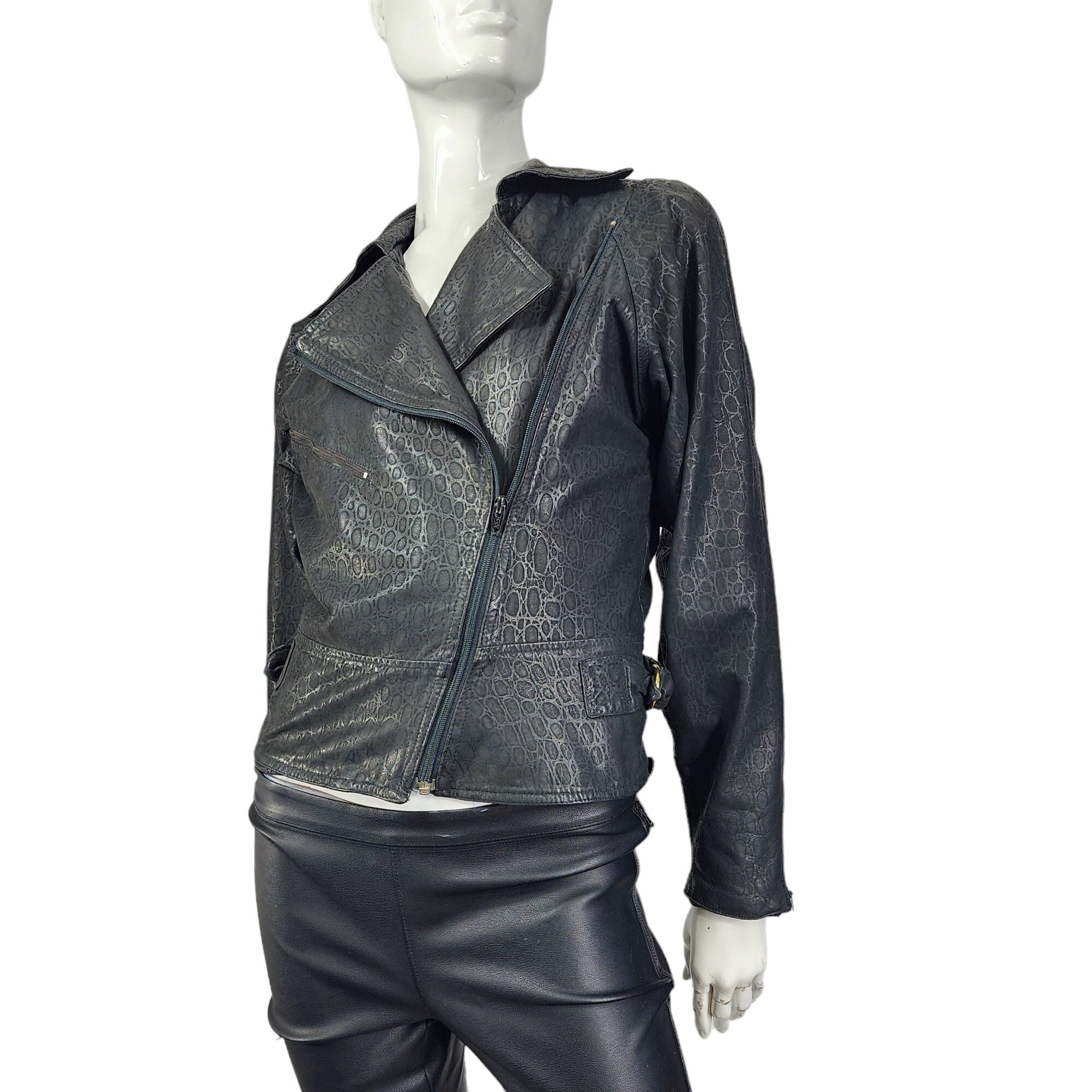 Vintage Black Leather Moto Style Jacket Small - Etsy UK