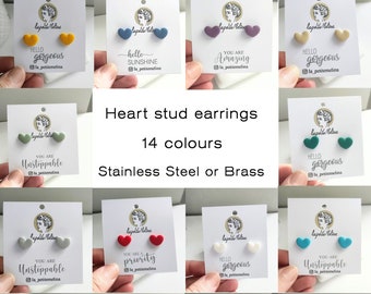 Heart stud earrings,  Heart earrings stud, earrings for her, Hypoallergenic earrings, Heart studs, Cute studs small stud earrings small