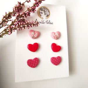 small stud earrings small tiny earrings heart earrings red gift for girlfriend earrings flat back earrings set safety pin earrings fun