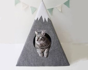 Cat bed with a matching pillow - cat teepee  with a matching pad - modern cat bed - small dog bed - cat house - pet teepee - cat bed