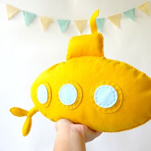 Yellow Submarine / Stuffed toy Yellow submarine / Submarine Nursery / Felt submarine / Baby nursery decor image 3