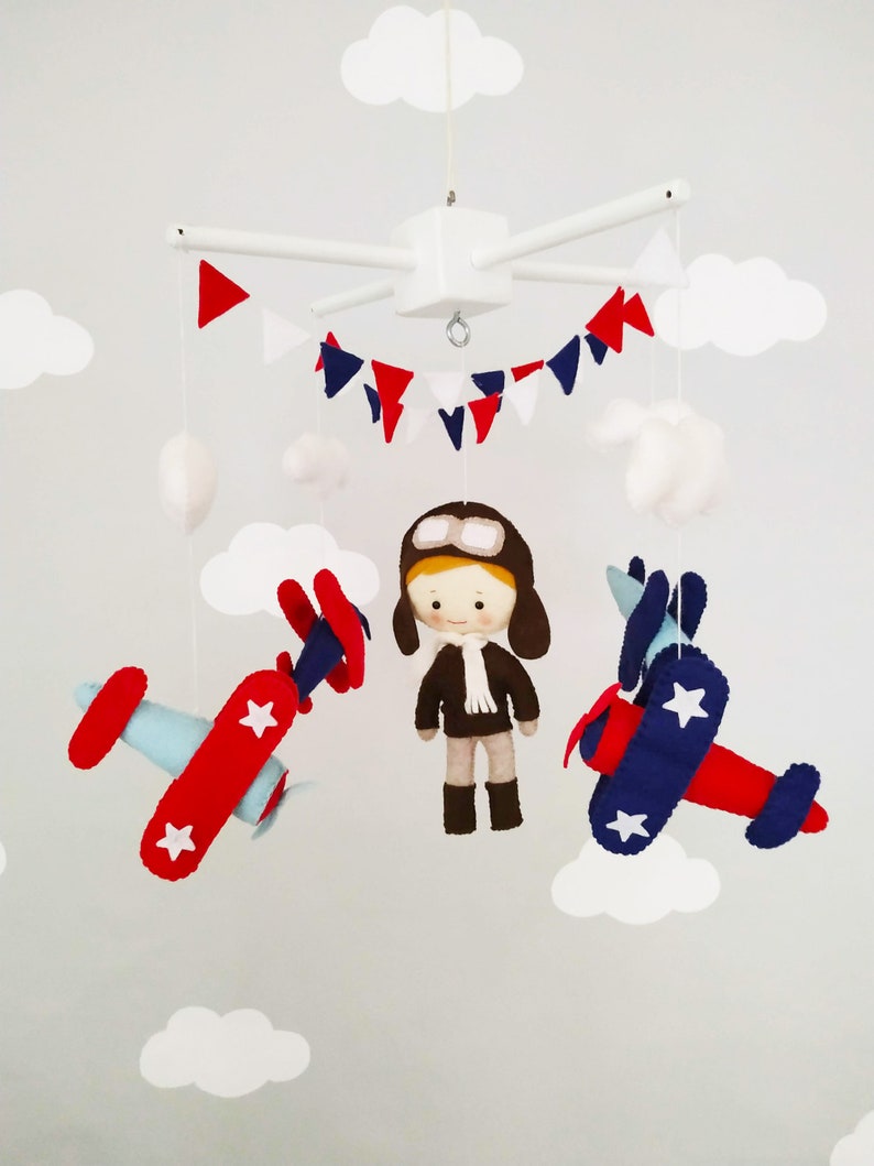 Baby Crib Mobile for an airplane nursery Airplane decor for Etsy