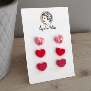 small stud earrings small tiny earrings heart earrings red gift for girlfriend earrings flat back earrings set safety pin earrings fun