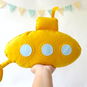 Yellow Submarine / Stuffed toy Yellow submarine / Submarine Nursery / Felt submarine / Baby nursery decor image 2