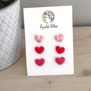 small stud earrings small tiny earrings heart earrings red gift for girlfriend earrings flat back earrings set safety pin earrings fun