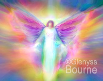 ARCHANGEL Raphael High Energy Healing, Guardian Angel, Signed Giclee Print Angel Art on Paper or Canvas by Glenyss Bourne