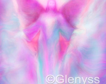 ARCHANGEL Zadkiel Guardian Angel, Large Signed Giclee Print on CANVAS by Glenyss Bourne