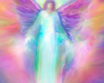 ARCHANGEL Raphael Healing, Guardian Angel, Large Signed Giclee Print Angel Art on Paper or Canvas by Glenyss Bourne