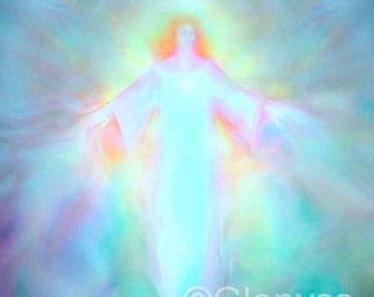 ARCHANGEL HANIEL Guardian Angel Painting Large Signed A3 Giclee Print on Canvas by Glenyss Bourne