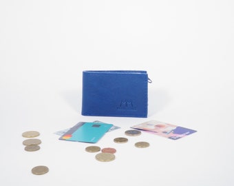 Mini Lederportemonnaie Ida in Blau , minimalistisch, Geldbeutel, Geldbörse, Wallet, Münzfach, handmade, unisex