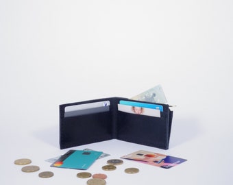 Mini Lederportemonnaie Ida in Schwarz , minimalistisch, Geldbeutel, Geldbörse, Wallet, Münzfach, handmade, unisex