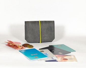 Mini Leder Portemonnaie Isaac in Grau, minimalistisch, Geldbeutel, Geldbörse, Wallet, Münzfach, handmade, unisex