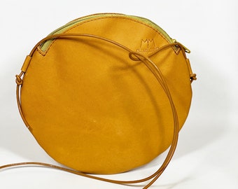 Round leather bag Lise in cognac brown light brown small bag handbag leather evening bag