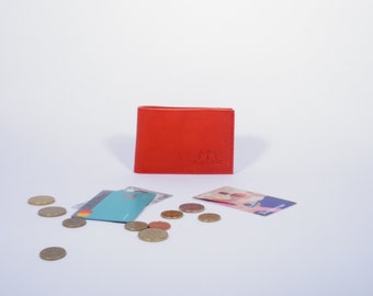 Mini Lederportemonnaie Ida in Rot , minimalistisch, Geldbeutel, Geldbörse, Wallet, Münzfach, handmade, unisex