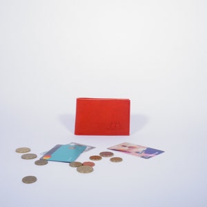 Mini Lederportemonnaie Ida in Rot , minimalistisch, Geldbeutel, Geldbörse, Wallet, Münzfach, handmade, unisex