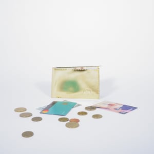 Mini Lederportemonnaie Ida in Gold , minimalistisch, Geldbeutel, Geldbörse, Wallet, Münzfach, handmade, unisex