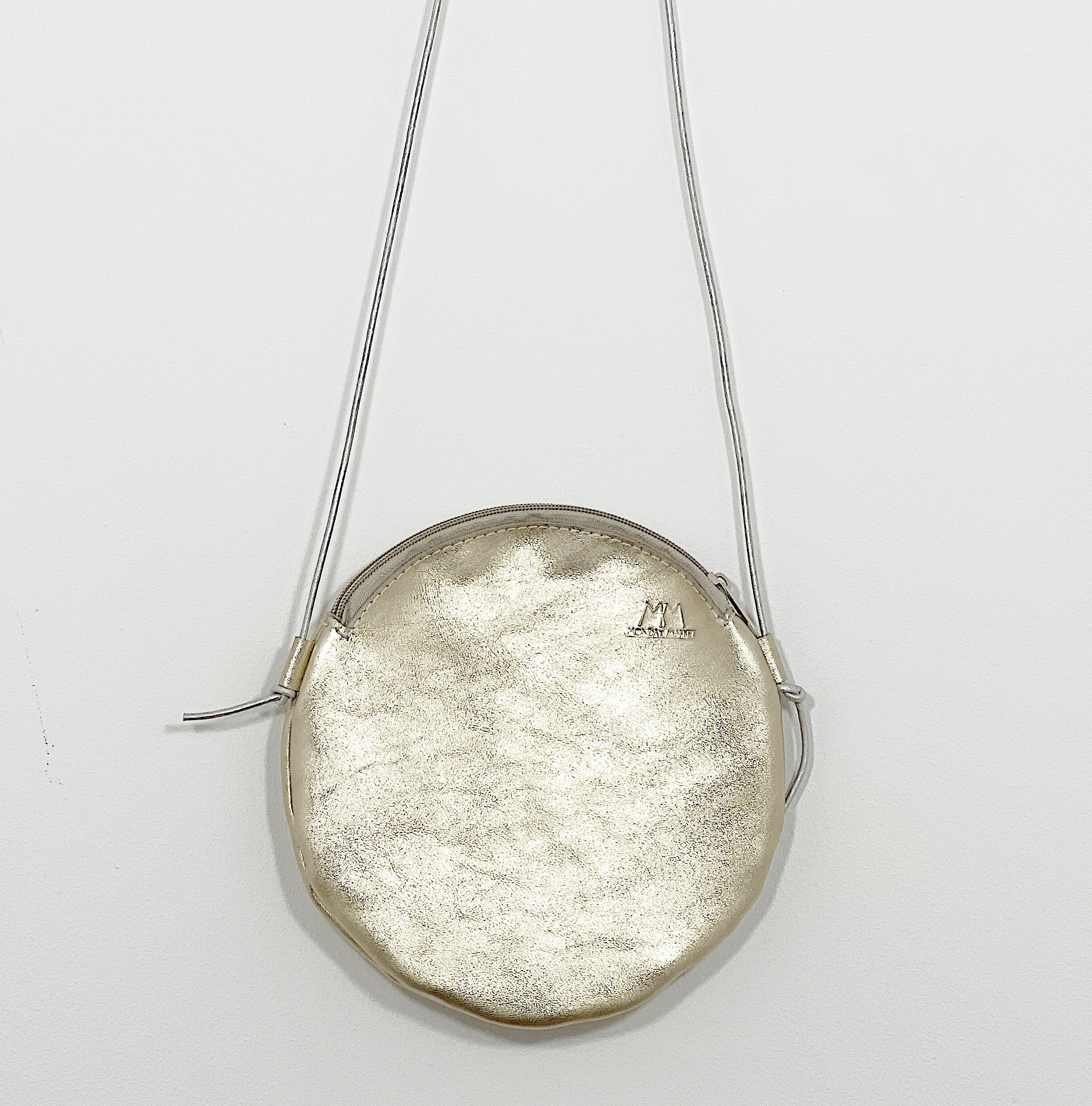 Round Leather Bag Lise in Platinum Small Bag Handbag Leather