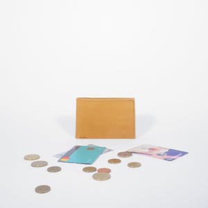 Mini Lederportemonnaie Ida in Cognac, hellbraun, minimalistisch, Geldbeutel, Geldbörse, Wallet, Münzfach, handmade, unisex