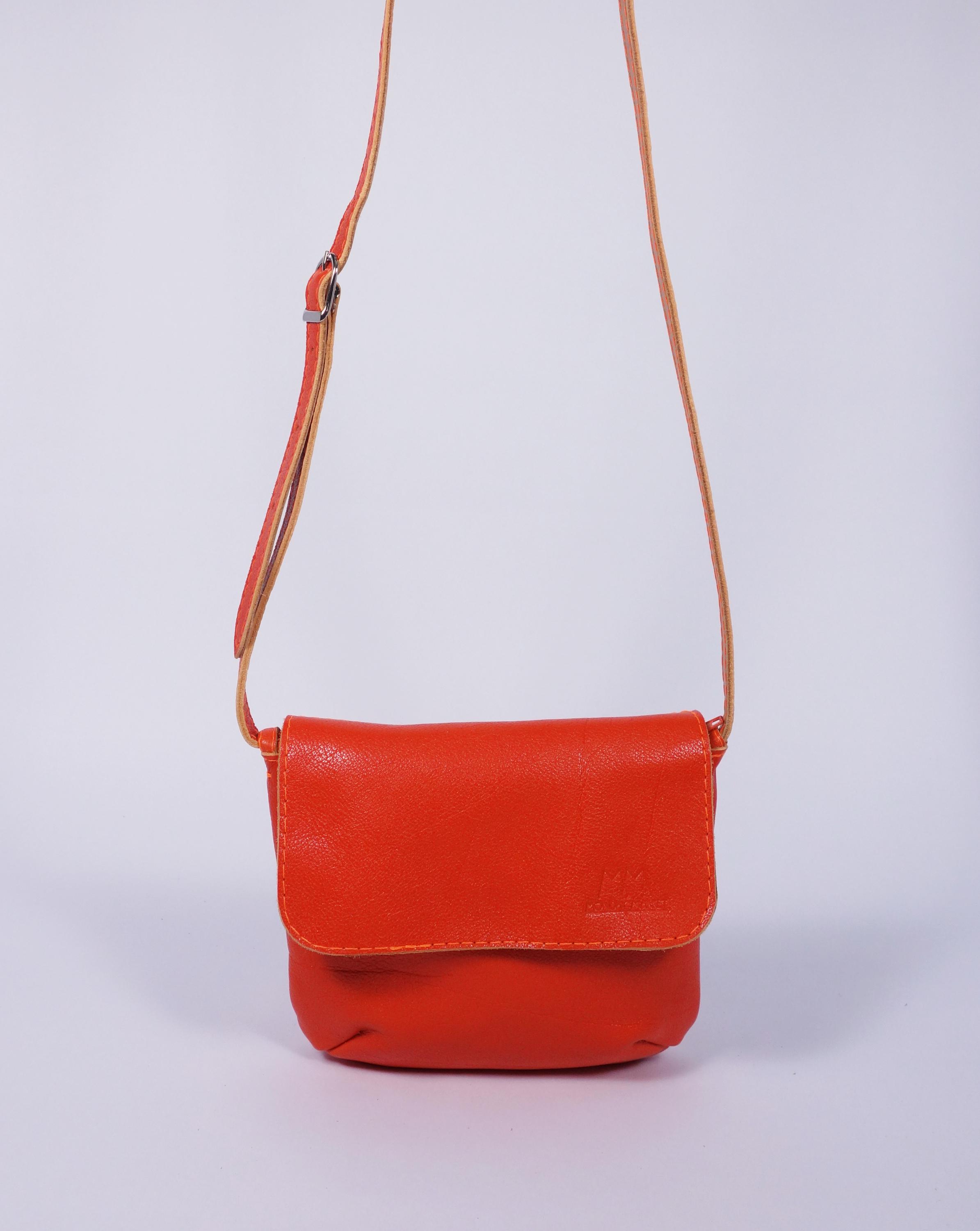 Leather bag Wilma in orange handbag small bag evening bag minimalist shoulder bag
