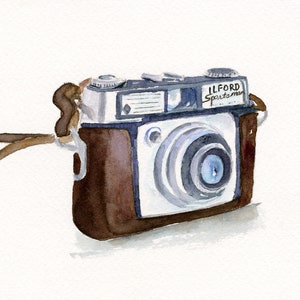Ilford Sportsman Vintage Camera, Watercolor Photography Print, Gift for Camera Lovers
