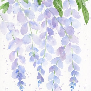 Wisteria Watercolor Print, Botanical Wall Print, Floral Illustration